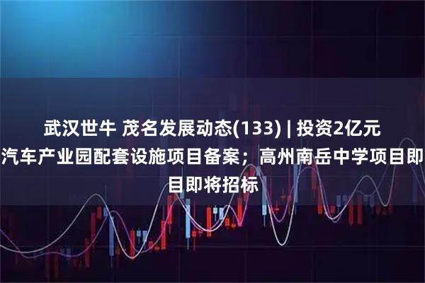 武汉世牛 茂名发展动态(133) | 投资2亿元的高州汽车产业园配套设施项目备案；高州南岳中学项目即将招标